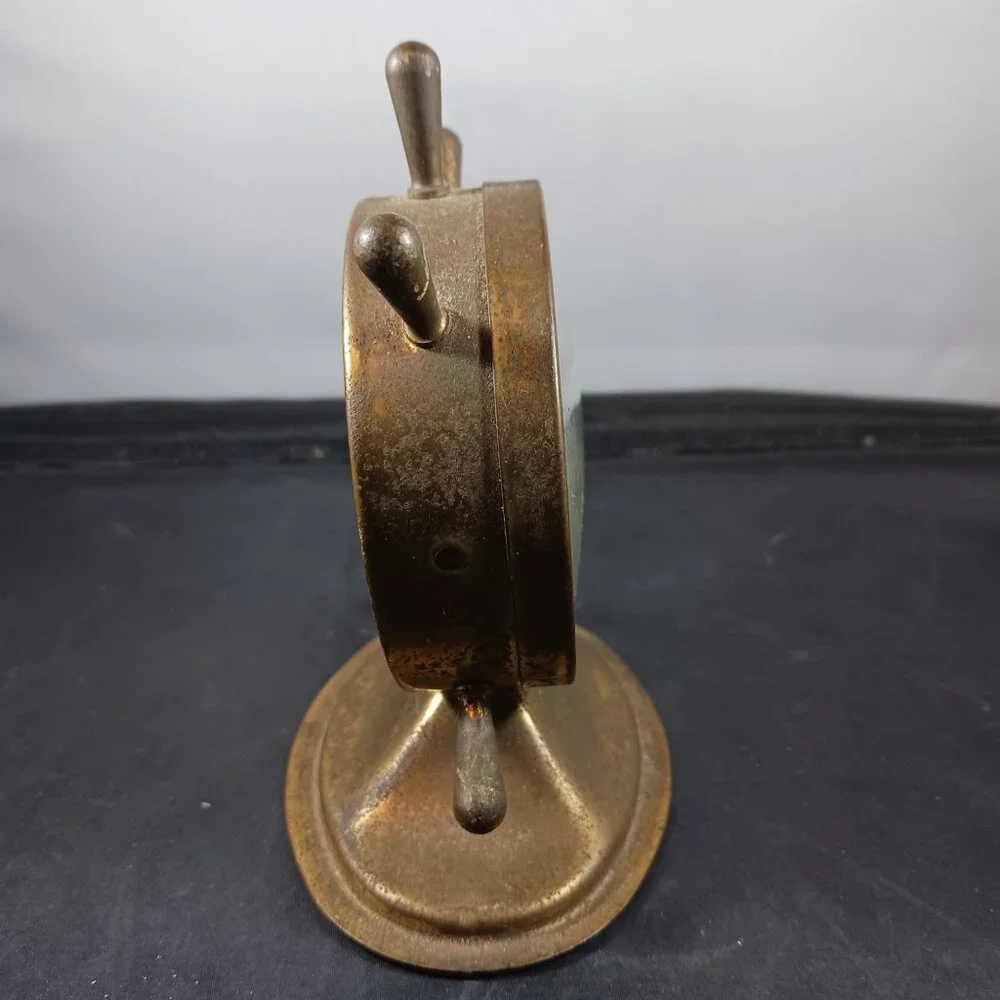 Vintage 50's Brass Ship Wheel Thermometer Williams Insulation Co - Picture 3 of 11
